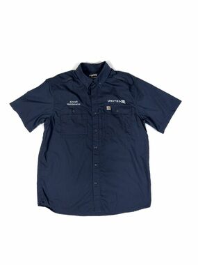 Carhartt Force Men’s L Relaxed Fit Short Sleeve Work Shirt Button Up Navy